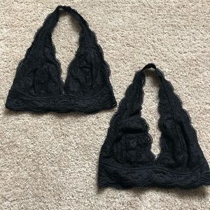 2 Urban Outfitters Lace Halter Black Bralettes